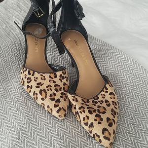 Brand New Franco Sarto Leopard Print Calf Fur Heel